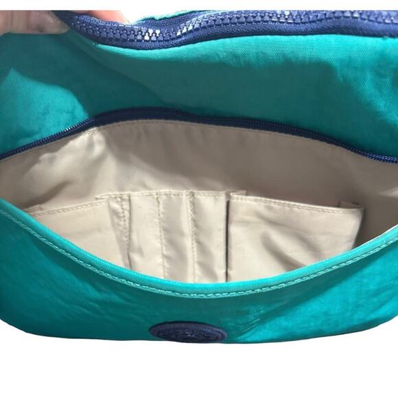 Kipling Nylon Laptop Sleeve Zipper Closure Money Keychain In Clay Teal & Purple - Picture 8 of 11